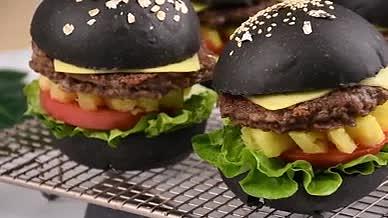 高清实拍西式餐饮美食汉堡视频的预览图